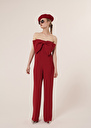 Cœur red jumpsuit in crepe Craie, Green, Raspberry, Yellow TARA JARMON CH