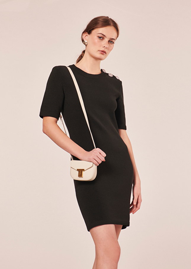 Rayonnante black iridescent cotton dress Steel TARA JARMON CH