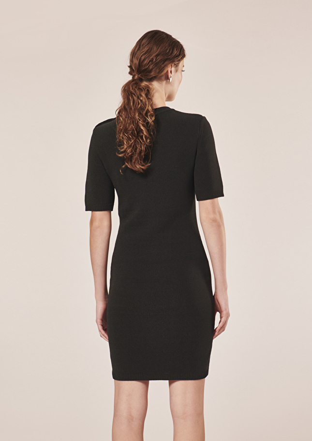 Rayonnante black iridescent cotton dress Steel TARA JARMON CH
