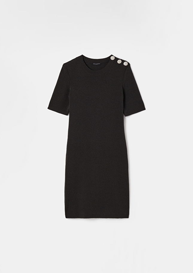 Rayonnante black iridescent cotton dress Steel TARA JARMON CH