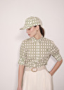 Carole ecru with green graphic design hat Off-white TARA JARMON CH