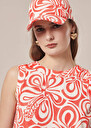 Carole ecru with coral graphic design cap Coral TARA JARMON CH