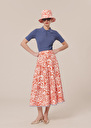 Javoue ecru with coral graphic design skirt Coral TARA JARMON CH