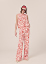 Prosper ecru with coral graphic design pants Coral, Parma TARA JARMON CH