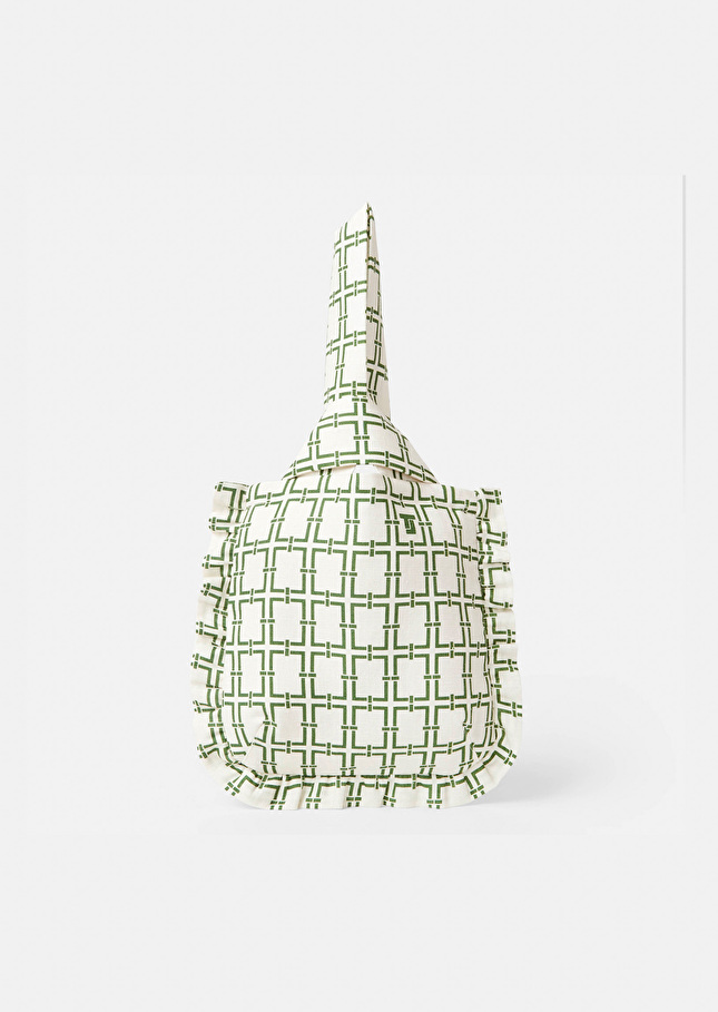Soledad ecru with green graphic design bag Off-white TARA JARMON CH