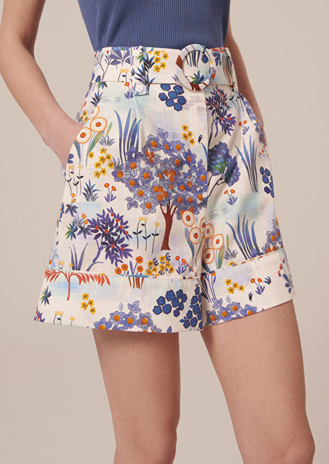 Shelby blue floral printed cotton shorts Blue TARA JARMON CH