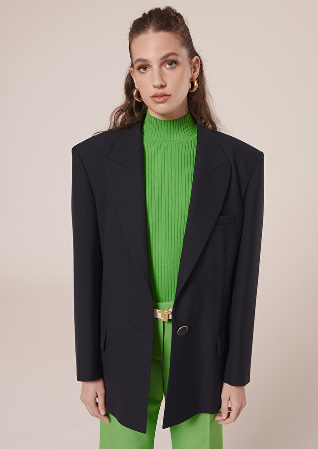 Vancouveur midnight blue cold wool suit jacket Nocturnal TARA JARMON CH