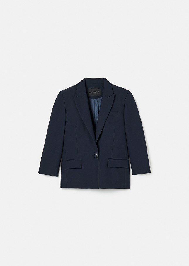 Vancouveur midnight blue cold wool suit jacket Nocturnal TARA JARMON CH