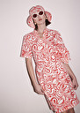 Rosemarine ecru with coral graphic design cotton dress Coral TARA JARMON CH