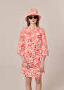 Rivanna ecru with coral graphic design cotton dress Coral TARA JARMON CH