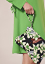 Sabrina midnight blue flower printed soft clutch Black, Coral, Nocturnal TARA JARMON CH