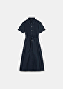 Retronie midnight blue poplin dress Cognac, Nocturnal TARA JARMON CH
