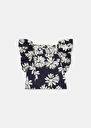 Tacha midnight blue flower printed poplin top Nocturnal TARA JARMON CH