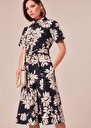 Retronie midnight blue flower printed poplin dress Nocturnal TARA JARMON CH