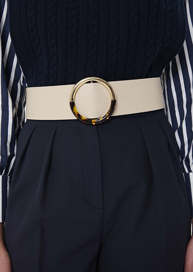 Ecru smooth leather belt Lauren Craie TARA JARMON CH