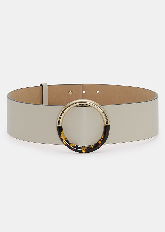Ecru smooth leather belt Lauren Craie TARA JARMON CH