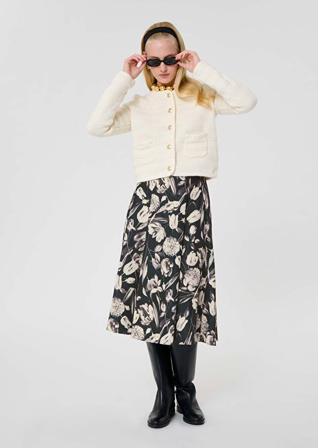 Black with ecru tulip print skirt Joe Craie TARA JARMON CH