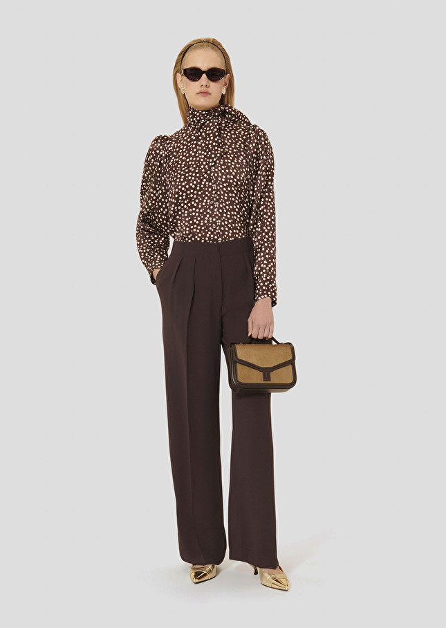 Brown crepe pants Parigi Chocolate TARA JARMON CH