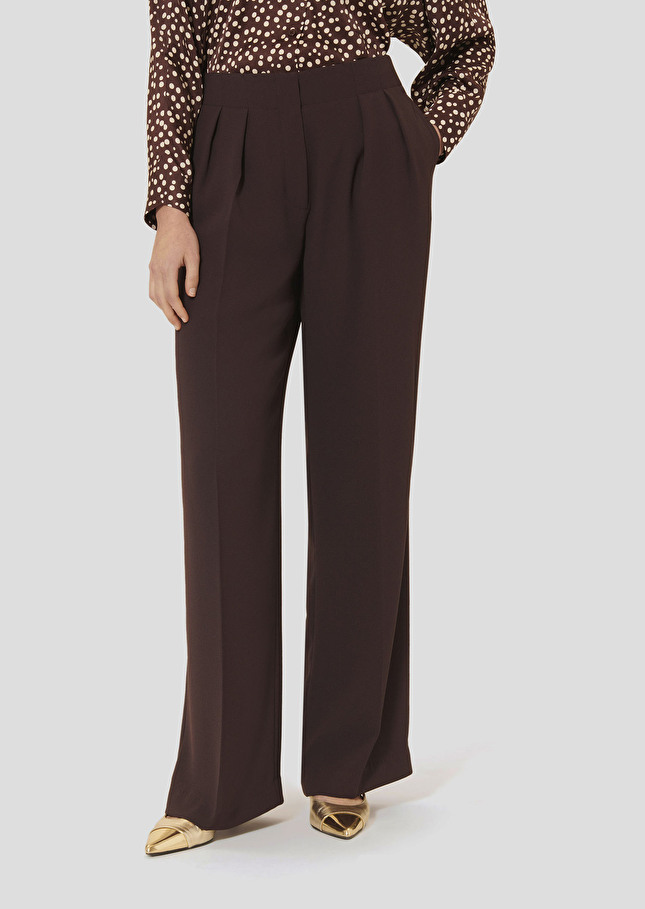 Brown crepe pants Parigi Chocolate TARA JARMON CH