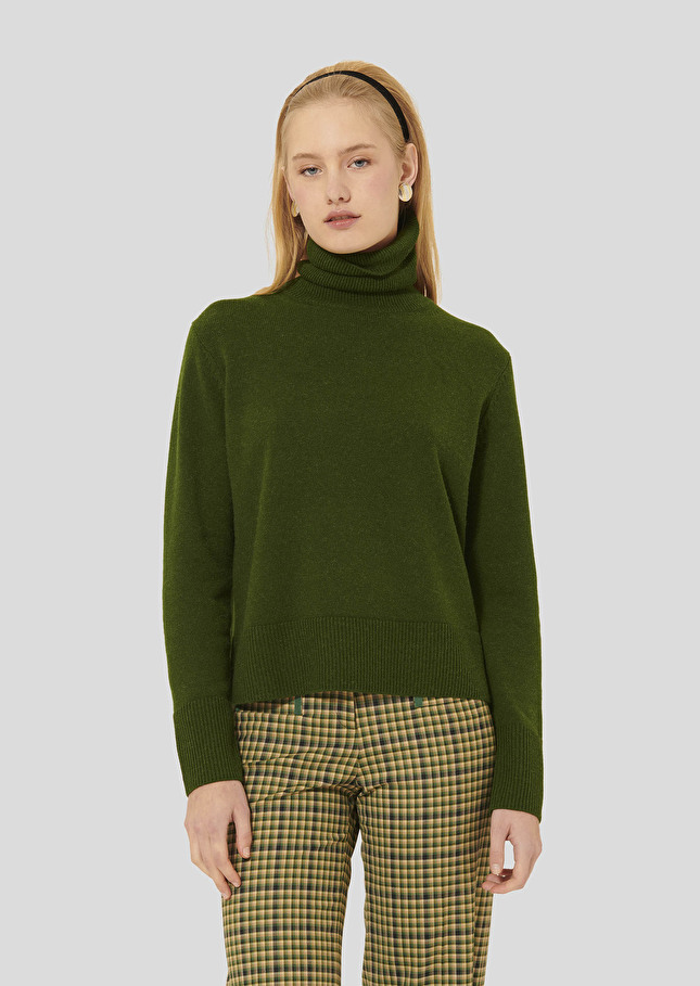Green sweater in alpaca and merinos wool Palia Green TARA JARMON CH