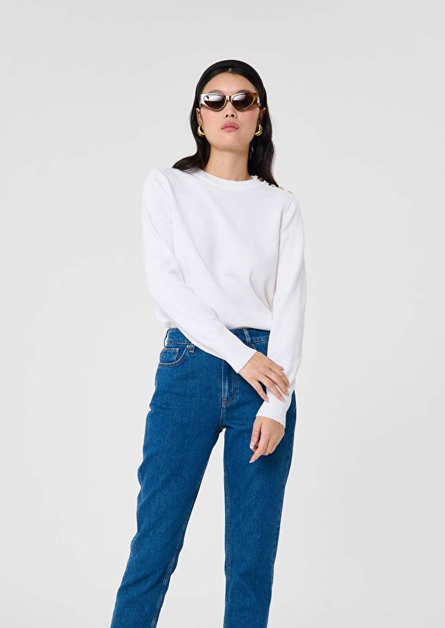 Ecru wool sweater Prunette Off-white TARA JARMON CH