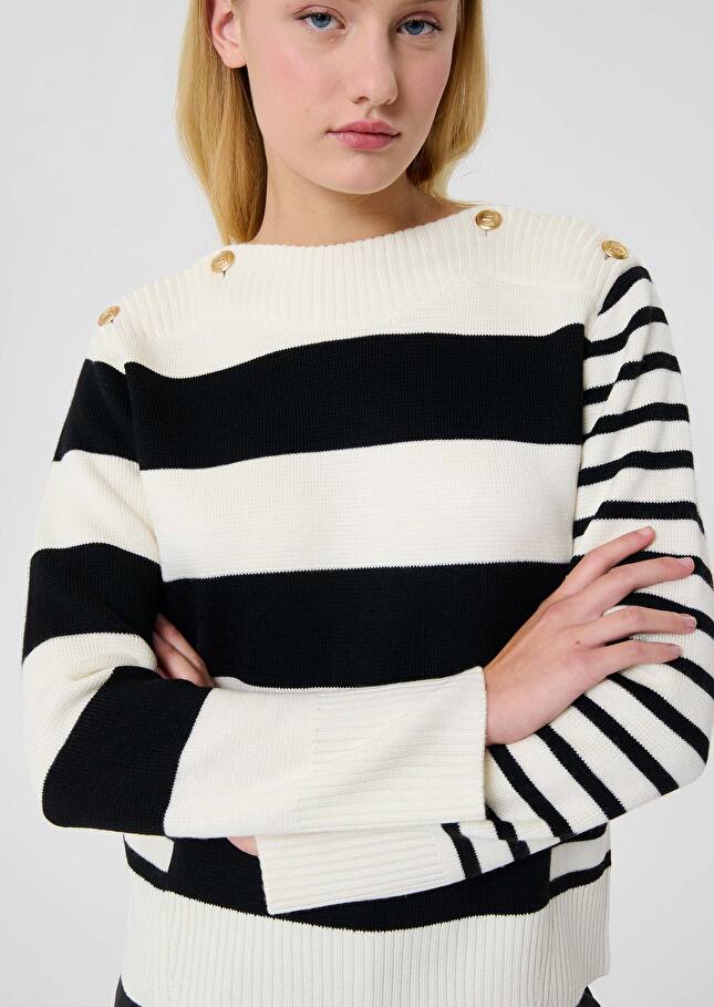 Ecru stripped wool sweater Poetesse Off-white TARA JARMON CH