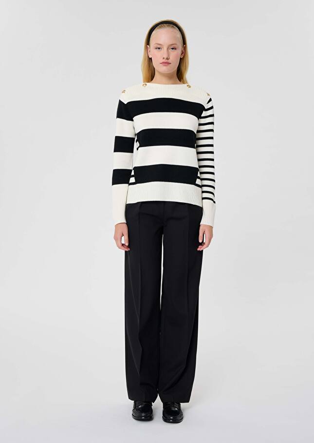 Ecru stripped wool sweater Poetesse Off-white TARA JARMON CH