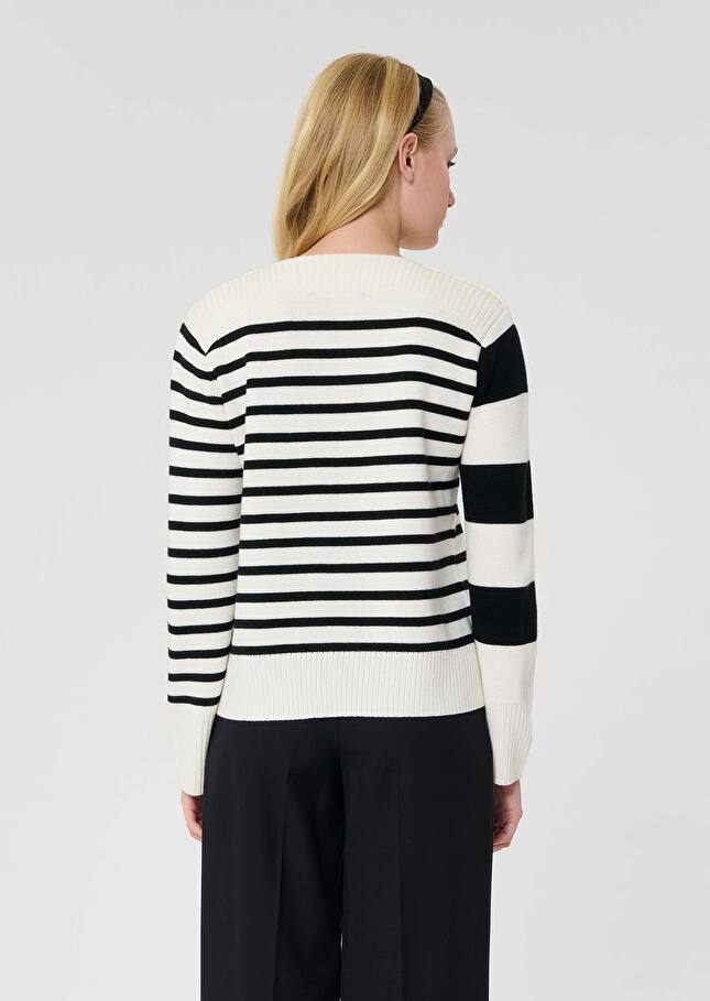 Ecru stripped wool sweater Poetesse Off-white TARA JARMON CH