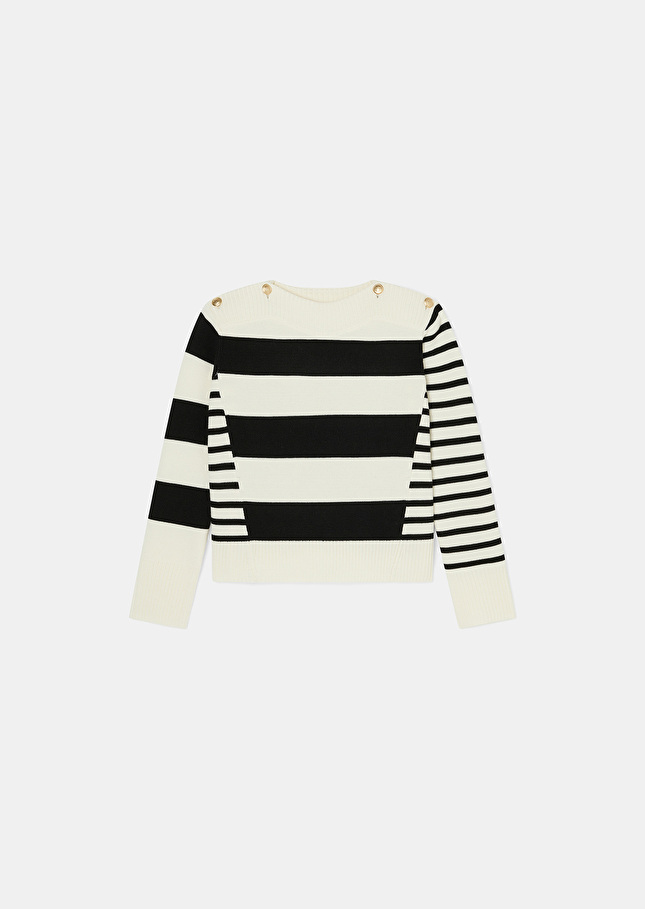 Ecru stripped wool sweater Poetesse Off-white TARA JARMON CH