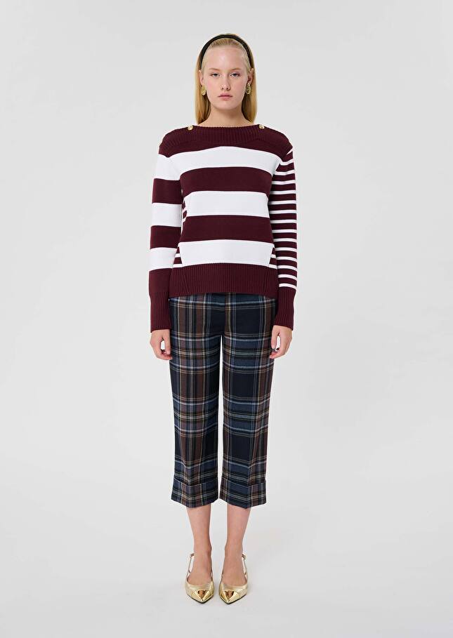 Burgundy stripped wool sweater Poetesse Burgundy TARA JARMON CH