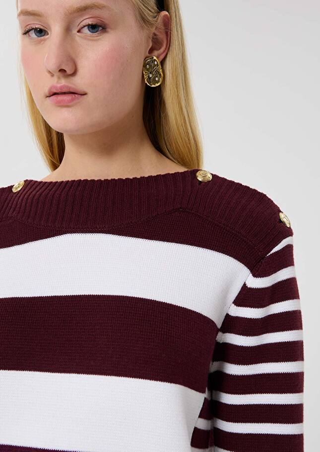 Burgundy stripped wool sweater Poetesse Burgundy TARA JARMON CH