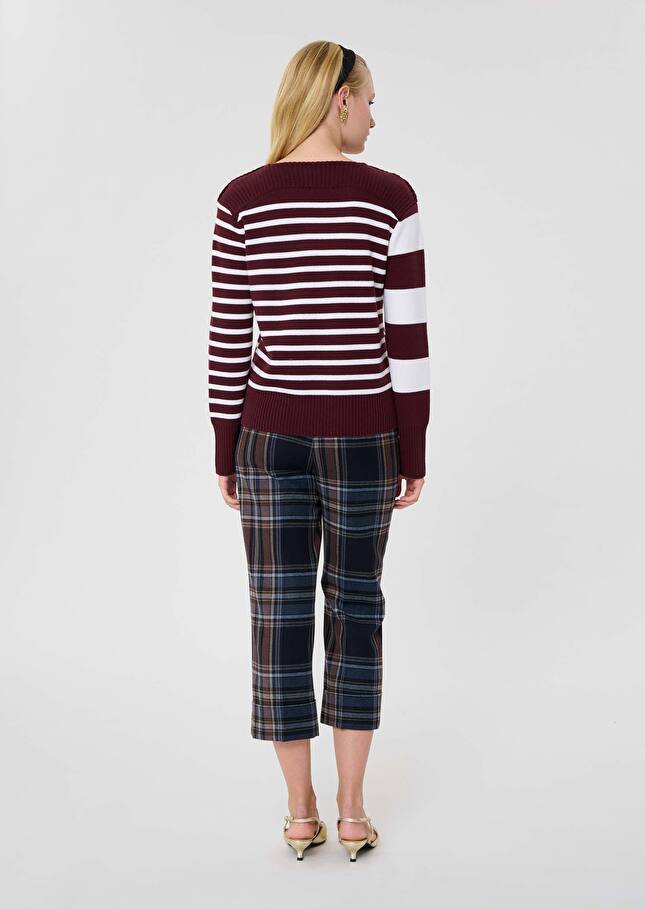 Burgundy stripped wool sweater Poetesse Burgundy TARA JARMON CH