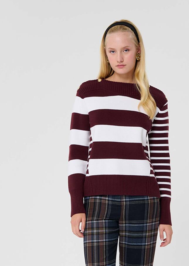 Burgundy stripped wool sweater Poetesse Burgundy TARA JARMON CH