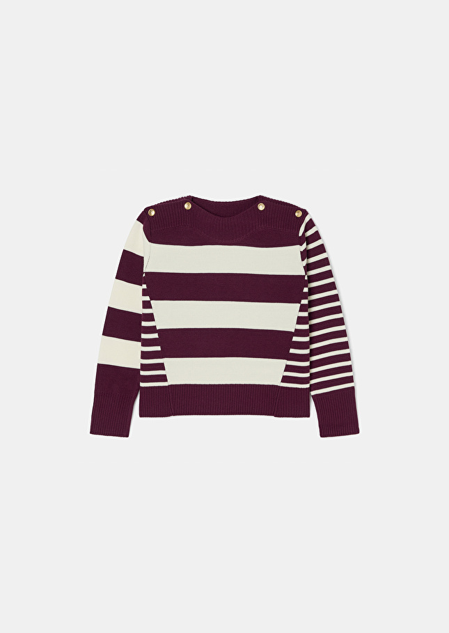 Burgundy stripped wool sweater Poetesse Burgundy TARA JARMON CH