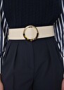Ecru smooth leather belt Lauren Black, Cactus, Craie TARA JARMON CH