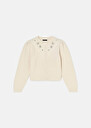 Ecru cardigan in merino wool Gustave Cactus, Off-white TARA JARMON CH