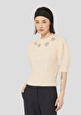 Ecru sweater in merinos wool Psyche Off-white TARA JARMON CH