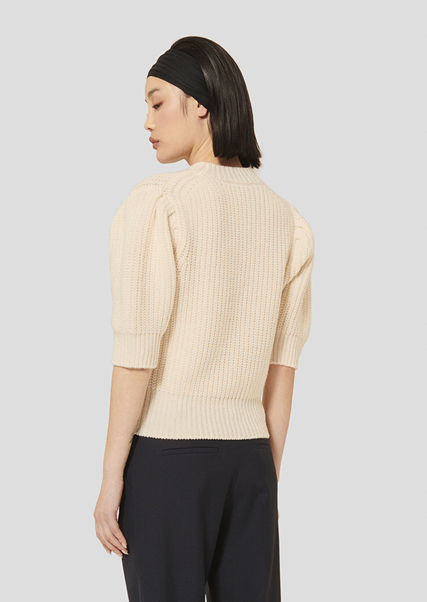 Ecru sweater in merinos wool Psyche Off-white TARA JARMON CH