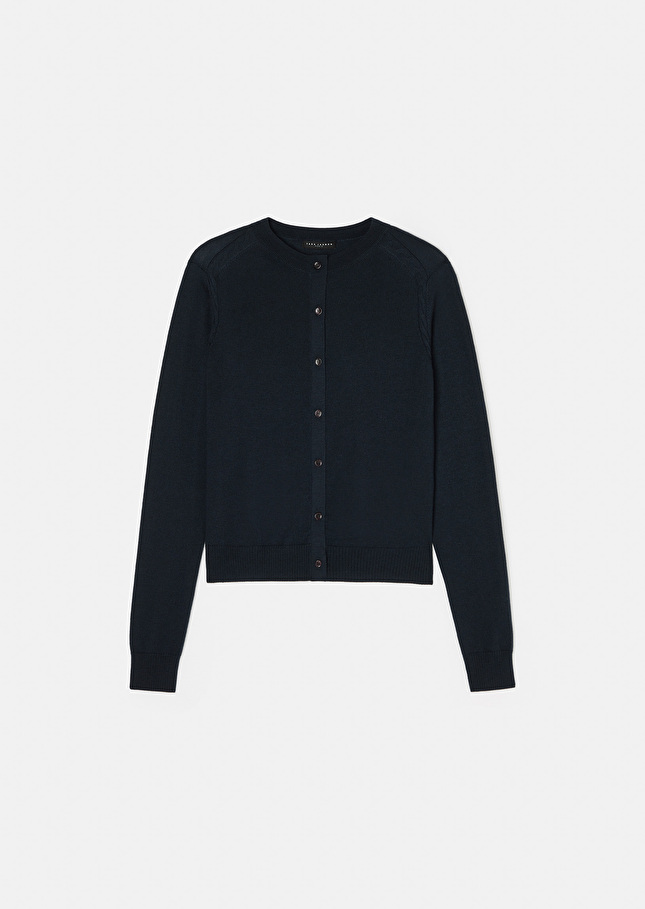 Midnight blue extrafine merino wool cardigan Ginno Night TARA JARMON CH