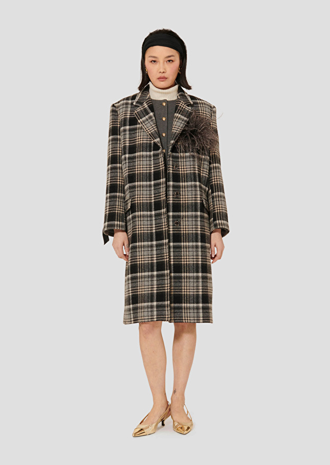 Grey tartan coat Marcel Grey TARA JARMON CH
