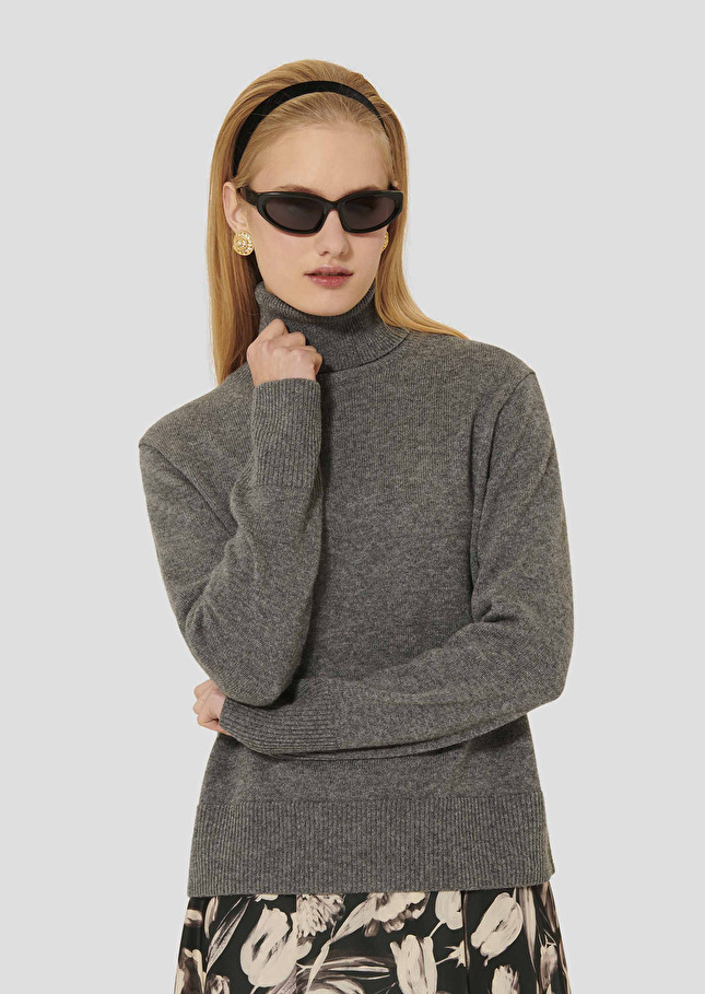 Grey sweater in alpaca and merinos wool Palia Gray grey TARA JARMON CH