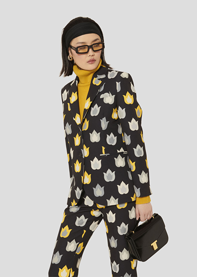 Black with flames print jacket Vinicio Charcoal TARA JARMON CH