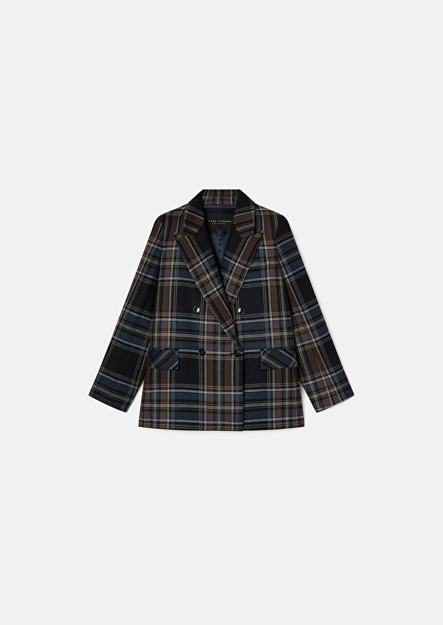 Midnight blue tartan jacket Valson Night TARA JARMON CH