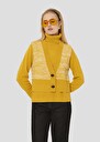 Yellow cardigan in merino wool and alpaca Gilles Charcoal, Lemon yellow TARA JARMON CH