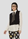 Black cardigan in merino wool and alpaca Gilles Charcoal, Lemon yellow TARA JARMON CH