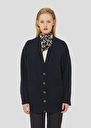 Midnight blue merino and alpaca wool cardigan Ginger Gray grey, Night TARA JARMON CH