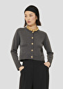 Grey wool cardigan Gyslain Black, Gray grey, Off-white TARA JARMON CH