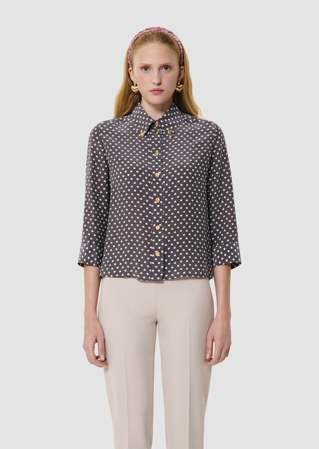 Charlot grey poplin shirt with white hearts Grey TARA JARMON CH