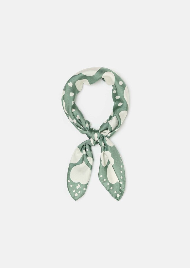 Estee green silk scarf with green hearts Lime tree TARA JARMON CH