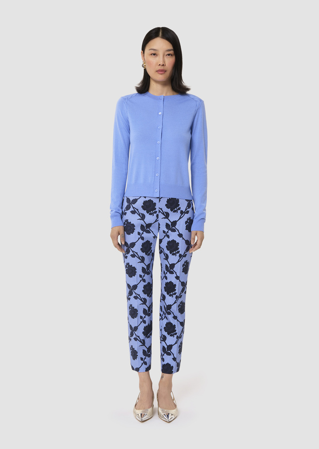 Ginno blue cardigan in merino wool Horizon TARA JARMON CH